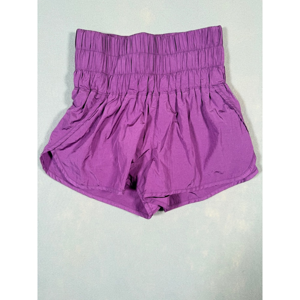 Free People Movement The Way Home Shorts Purple High Rise Smocked Womens XS
